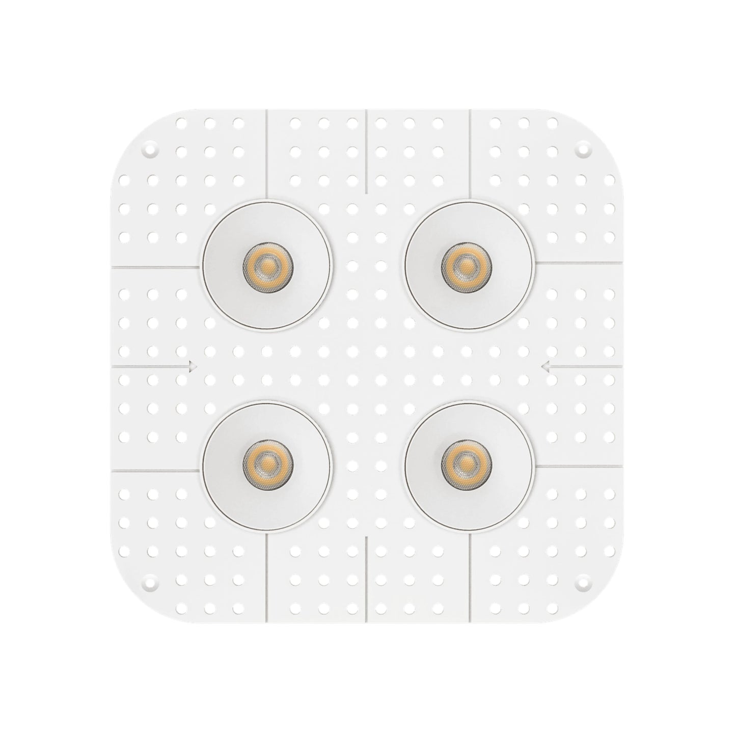 P-7398 2 inch Trimless Quadruple Head Round White HO, 32/56W, 3000/4800 Lumens, 5CCT Recessed Light