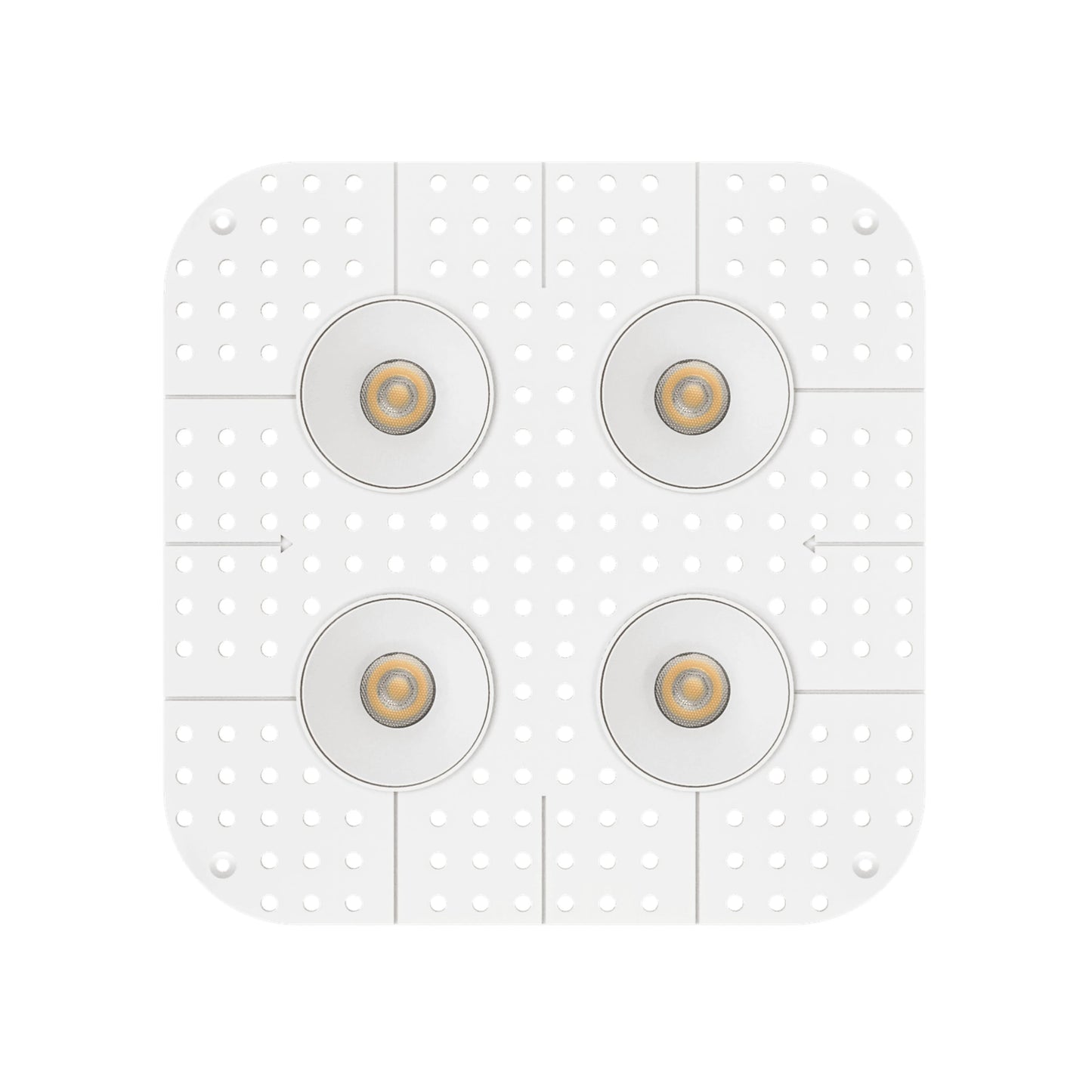P-7407 2 inch Trimless Quadruple Head Round White HO, 56/80W, 4800/6800 Lumens, 5CCT Recessed Light