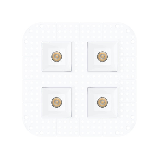 P-7412 2 inch Trimless Quadruple Head Square White HO, 56/80W, 4800/6800 Lumens, 5CCT Recessed Light