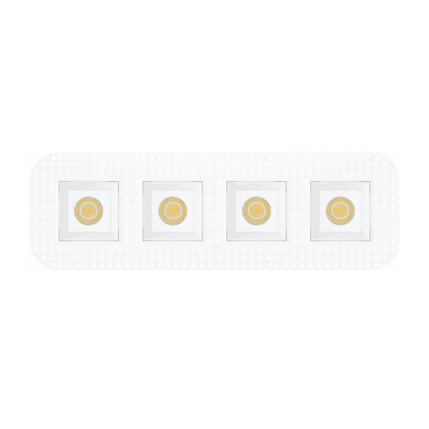 P-7438 3 inch Trimless 4 Head Square White HO, 96W, 8400 Lumens, Non-IC, 5CCT Recessed Light
