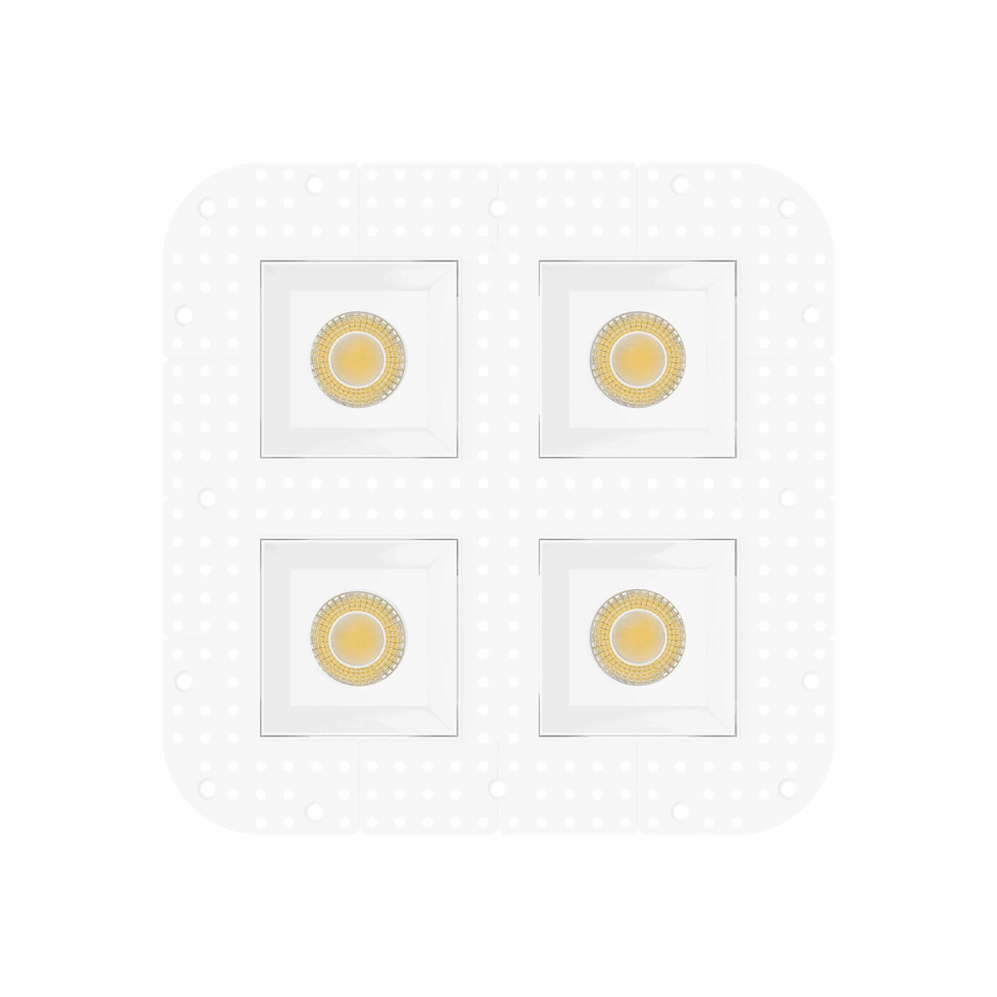 P-7439 3 inch Trimless Quadruple Head Square White HO, 96W, 8400 Lumens, Non-IC, 5CCT Recessed Light