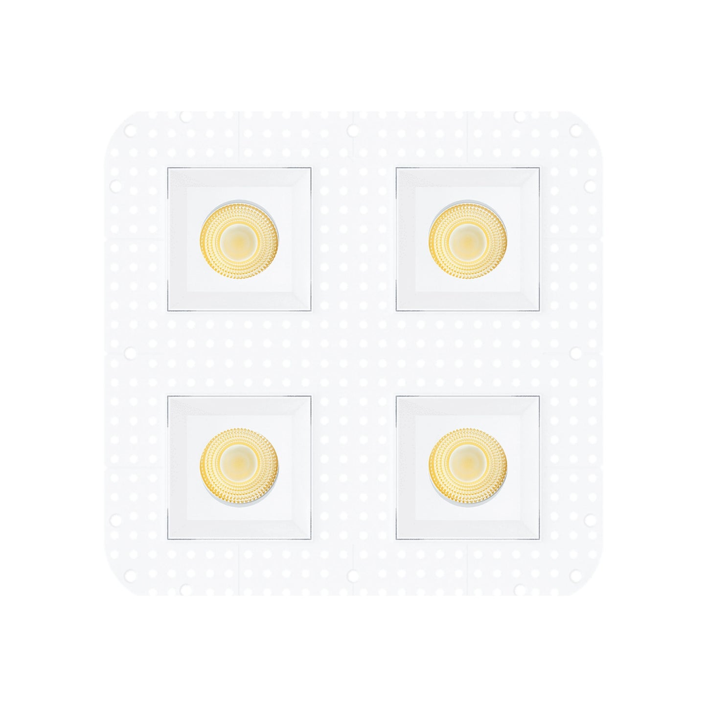 P-7447 3.5 inch Trimless Quadruple Head Square White, 36/60, 3600/5600 Lumens, 5CCT Recessed Light