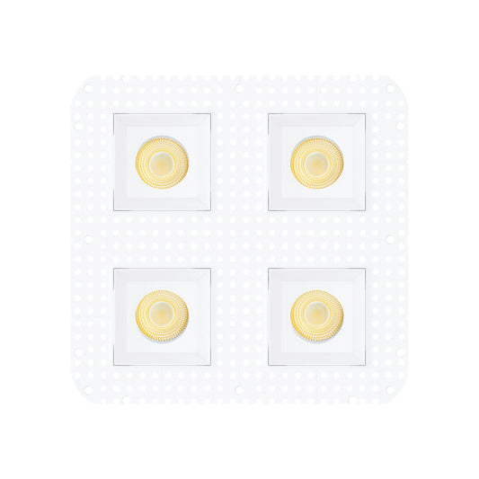 P-7447 3.5 inch Trimless Quadruple Head Square White, 36/60, 3600/5600 Lumens, 5CCT Recessed Light