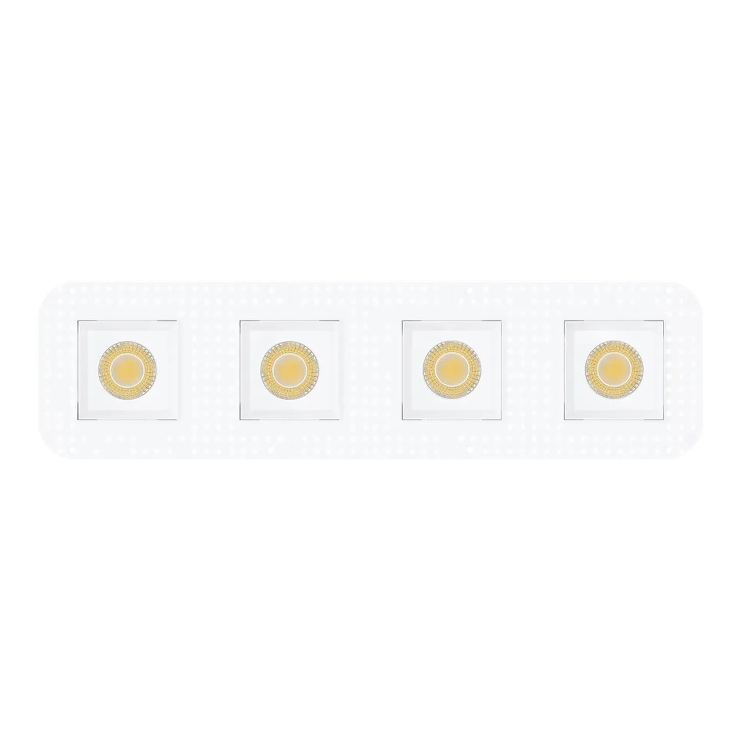 P-7472 4 inch Trimless 4 Head Square White HO, 80/128W, 9000/12000 Lumens, 5CCT Recessed Light